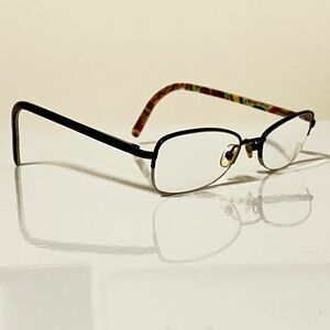 VERA BRADLEY Viva La Vera EYEGLASSES FRAMES 50-18-135 HALF-RIM BLK METAL FLORAL